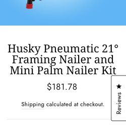 HUSKY 21° Framing Nailer &  Mini Palm Nailer & Hose Kit