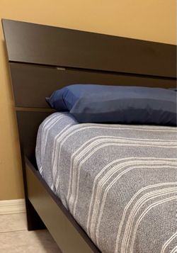 Full size bed, mattress, and desk