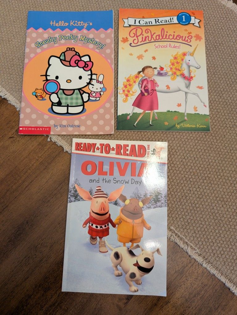Lot Of 3 Level 1 Books For Girls - Hello Kitty, Olivia, Pinkalicious