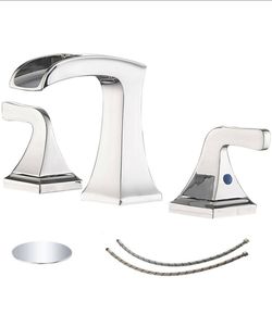 BWE 8 in. Widespread 2-Handle Waterfall Bathroom Sink Faucet in Polished Chrome