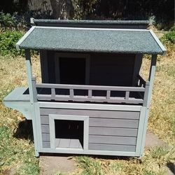 Outdoor Wooden Cat House Two Story