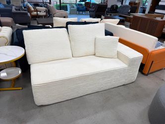 69” Modern Beige Wide Corduroy Oversized Chaise Lounge Sofa