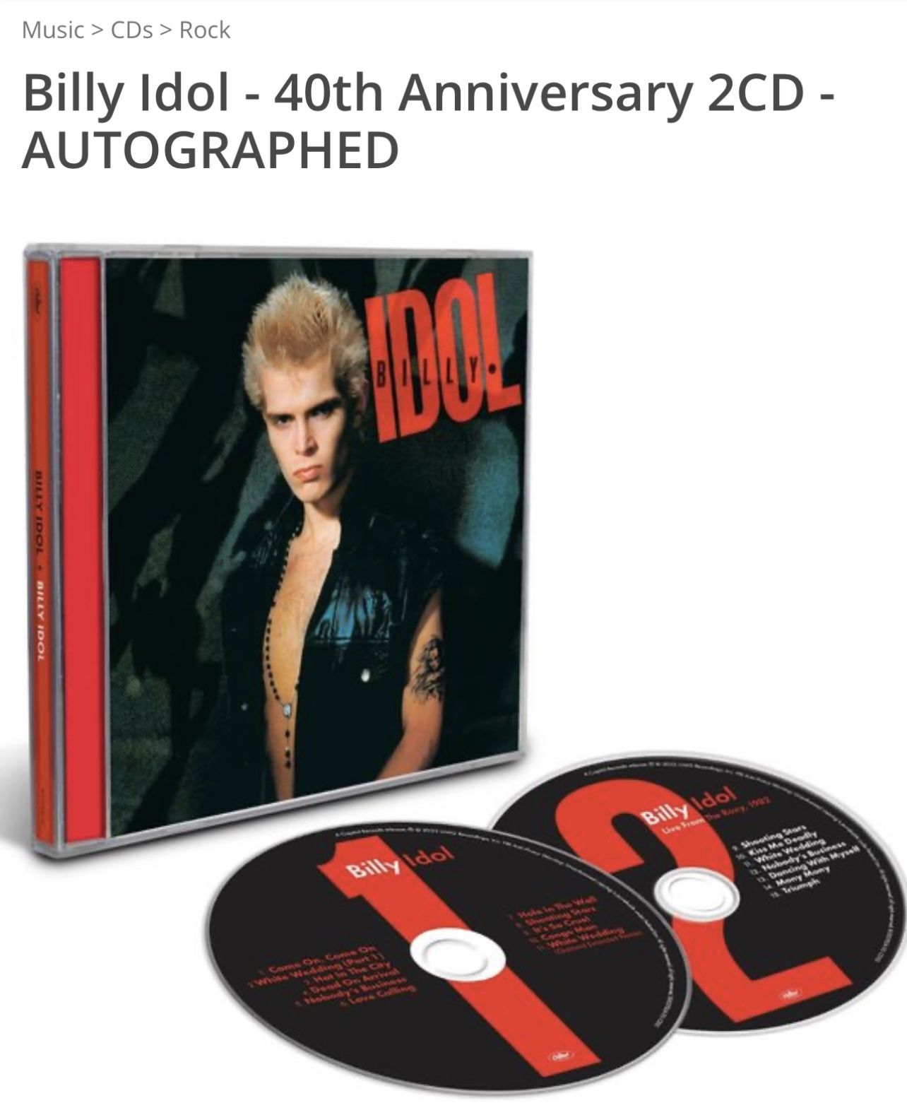 BILLY IDOL SIGNED AUTOGRAPHED 40TH ANNIVERSARY WHITE WEDDING 2CD 