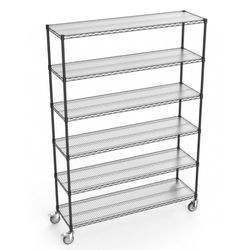 ZNTS 6 Tier Wire Shelving Unit, 6000 LBS NSF Height Adjustable Metal Garage Storage Shelves With Wheels brand new in box $110 C68