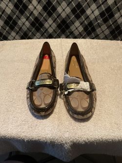 Coach Signature Brown Loafers with Gold Accent 