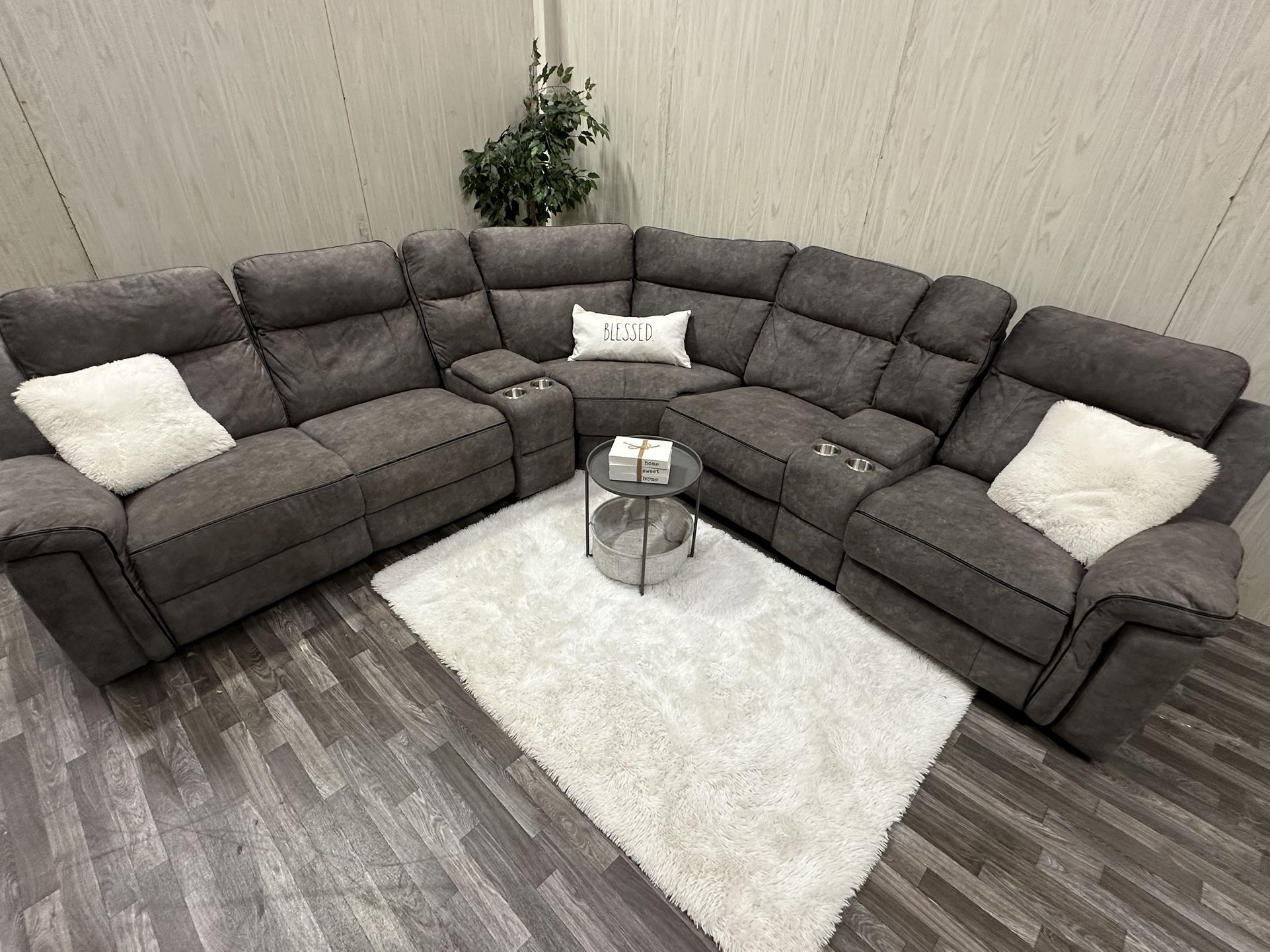 Large Gray Reclining Sectional Couch - Delivery Available