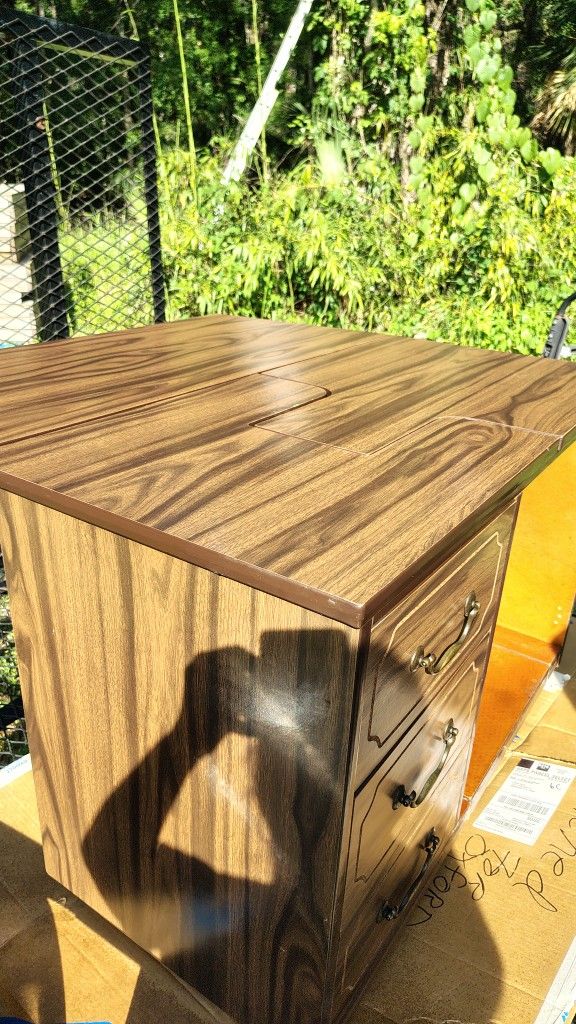 Sewing Machine Cabinet With Fold Out Cutting Table 