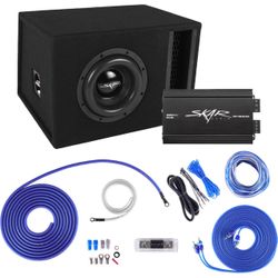 SKAR AUDIO SINGLE 8" 1200 WATT EVL SERIES BASS PACKAGE W AMPLIFIER AND WIRE KIT
