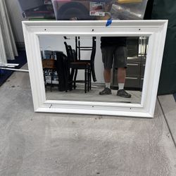 Mirror Has Wood Dowls To Cover Screws After Mounting 