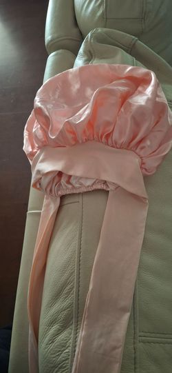 Pink Satin Hair Bonnet with Long Tie Straps – Adjustable Sleep Cap