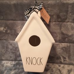 Rae Dunn Birdhouse~Knock~Gift Tag & Ribbon Attached~New & HTF~Artisan Collection