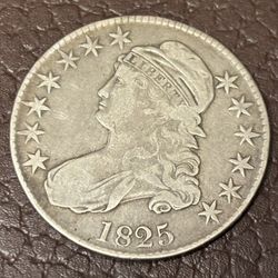 50 cents 1825   Antique Coin USA. 
