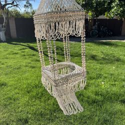 Vintage Cowrie Sea Shell Bohemian Hanging Planter Chandelier 