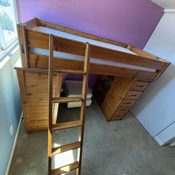 Twin Desk Bunk Bed (hardwood)