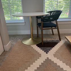 White & Gold Table & Navy Rope Chair