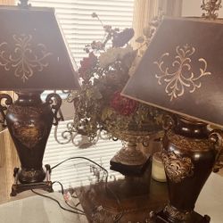 Regency Hill Traditional Style Table Lamp 31.5" Tall Bronze Brown Crackle Iron Metal Urn $50/OBO