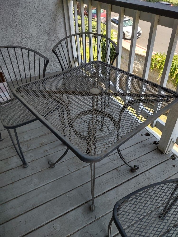 Out Door Rough Iron Table And 3 Chairs