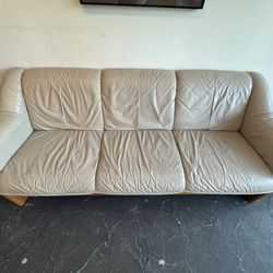 Ekornes Tan Leather Sofa