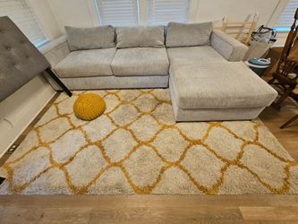 American Made Gray 2pc Sectional Couch (Sturdy Wood Frame)