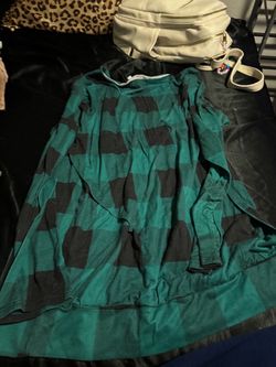 Green and Black Plaid Long Sleeve Shirt