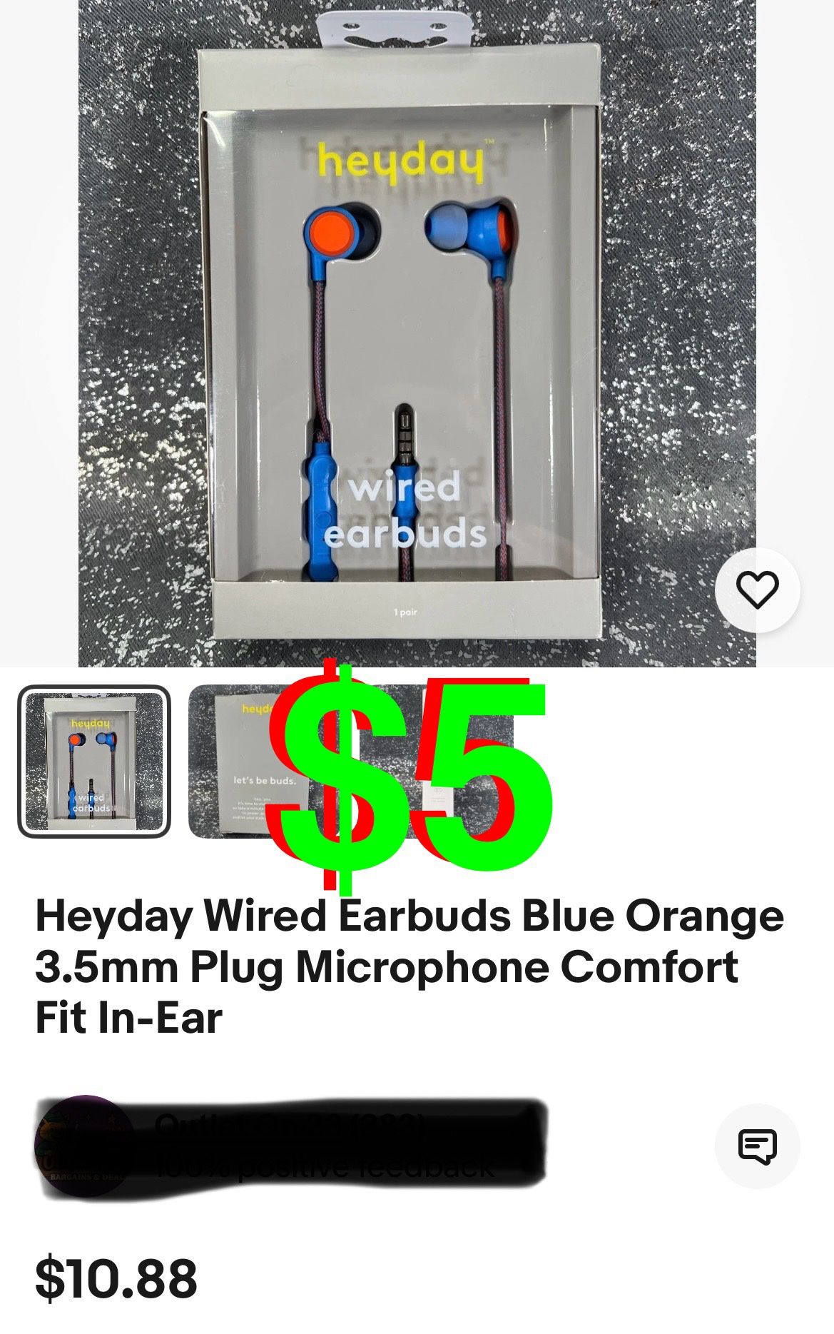 Wired Earbuds Bright Blue 3.5mm Plug Microphone Comfort Fit In-Ear