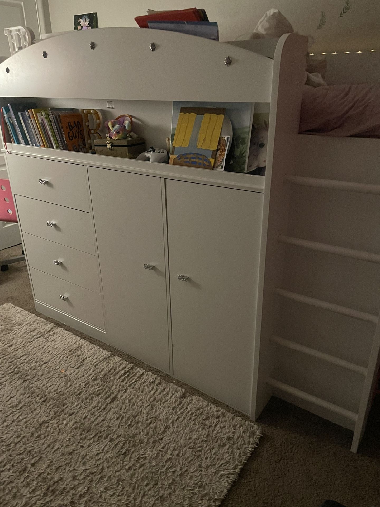 Tiara Twin 4 Drawer Loft Bed with Built-in-Desk by South Shore