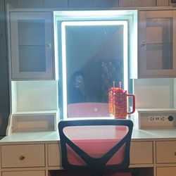Only Bed Frame No Mattress & Vanity With Chair 