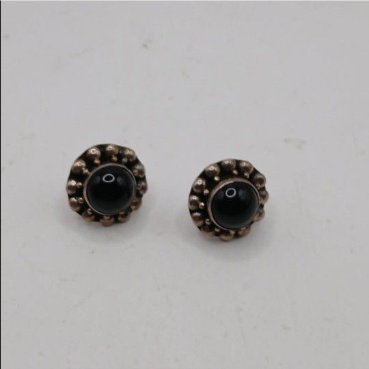 Sterling Black Onyx Post Earrings