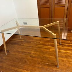 Glass and wood dining table