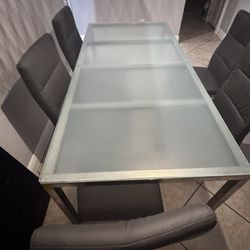 Dining Table Set — Glass Top + 6 Chairs — $150 (Must Go ASAP!)