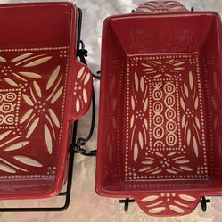 Vintage Red Ceramic Baking Dish