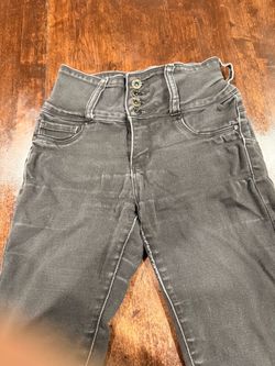 High-Waist Black Jeans with Button Fly