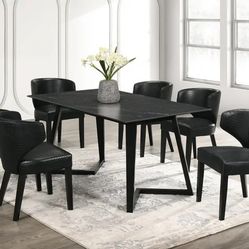 Black Dining Table + 6 Chair Set