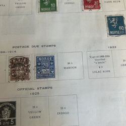 Norwegian Stamp Collection 27 Stamps From 1856 To 1925