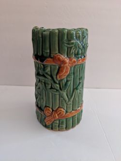 Majolica Style Bamboo Vase
