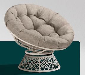 Papasan Outdoor & Indoor Chair - White Frame and Silver Cushion