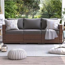 ❤️‍🔥 3-Seat Patio Wicker Sofa (Blue)