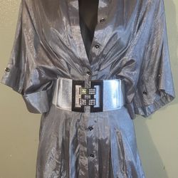Silver Button Up W/ Belt