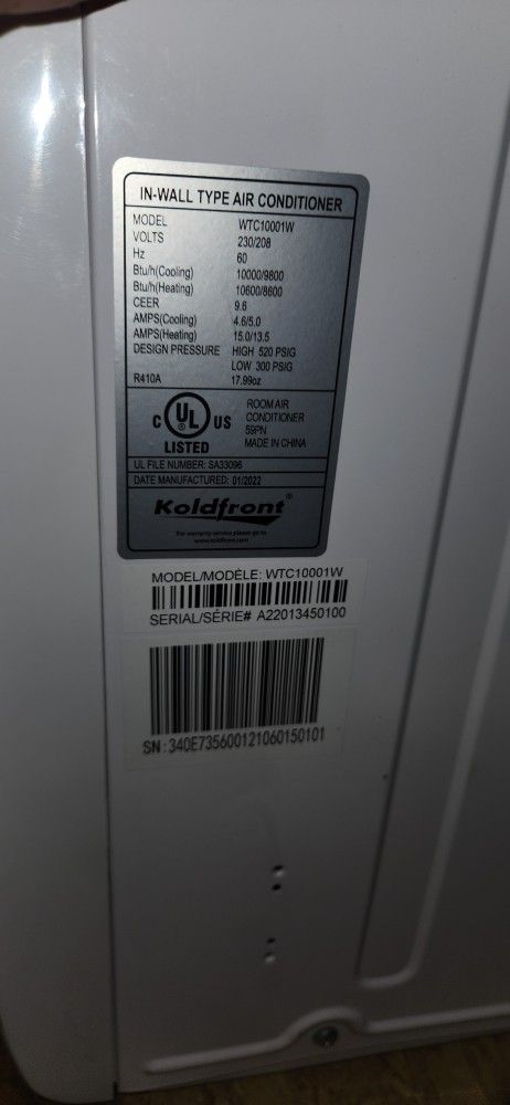 Koldfront WTC10001W 10000BTU AC/HEAT PUMP NEW