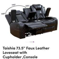 Wayfair loveseat

Power Reclining Faux Leather Loveseat w/ Console, Cupholders & LED Lights

Like New - Two months of use
Active warranty