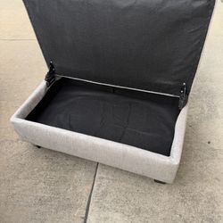 Storage Ottoman Bench – Lift Top Storage (Beige) 