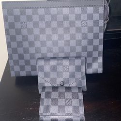 Black Check Clutch  With Wallets