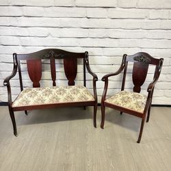 Vintage Victorian Style Furniture Bench & Chair