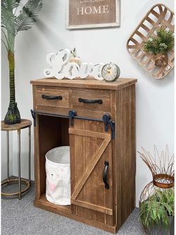 32''H Rustic Barn Door Wood End Table