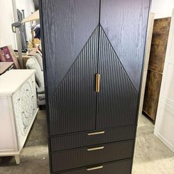 2 Doors Armoire Wardrobe With Three Large Drawers And Hidden Storage