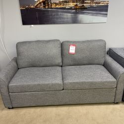Drake Dark Gray Linen Full Sleeper Sofa w/ Fold-out Mattress 