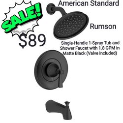 Rumson Single-Handle 1-Spray Tub and Shower Faucet with 1.8 GPM in Matte Black (Valve Included)

by

American Standard

