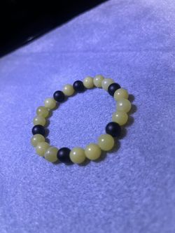 Black and Yellow Beaded Bracelet with Natural Stones
