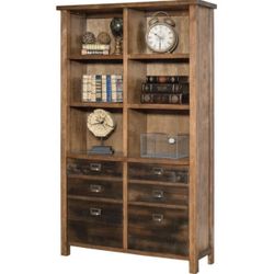 Heritage Bookcase With Doors, Office Shelving, Storage Cabinet, Brown - 44"W x 72"H × 14"D Martin