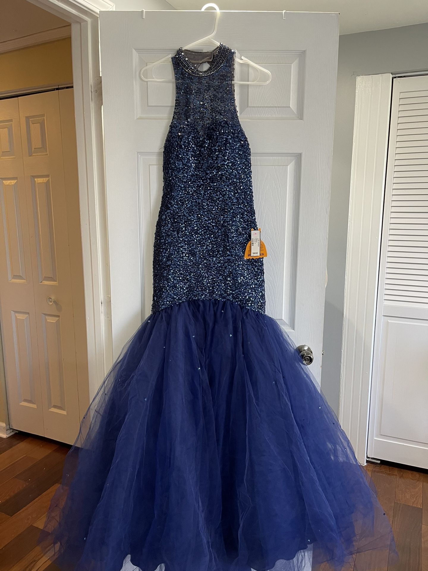 Navy Blue Morilee Prom Dress Size 2